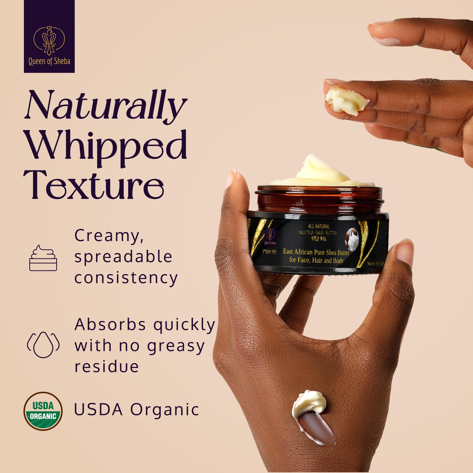 Étiquette USDA et traçabilité Queen of Shea, pureté garantie