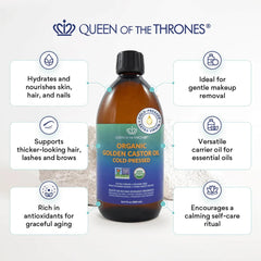 Queen of the Thrones - huile ricin doree démaquillant des yeux pour une peau douce.