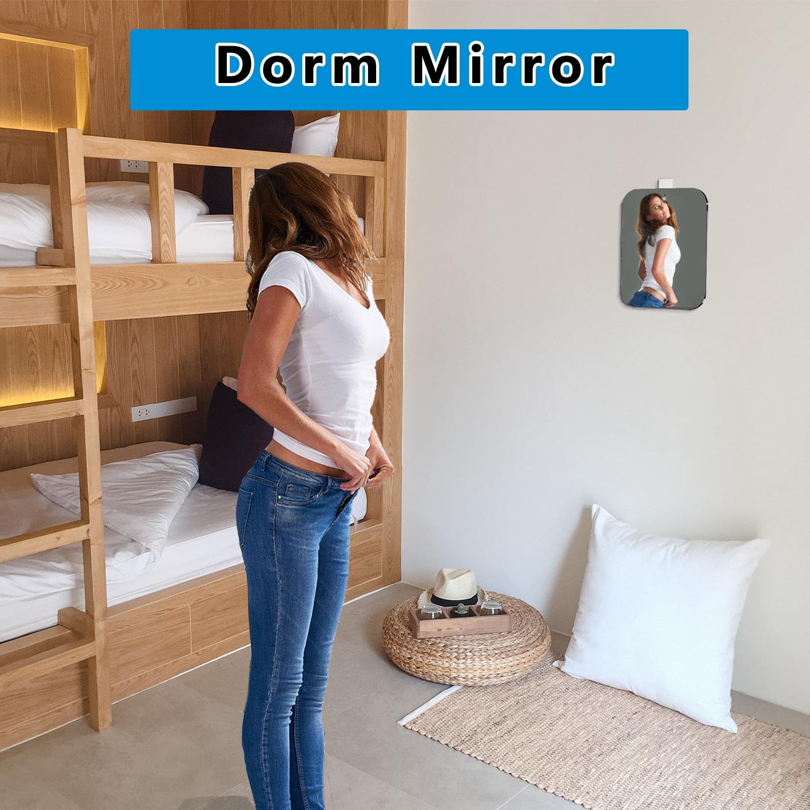 Miroir Quegau avec crochet mural pour salle de bain.