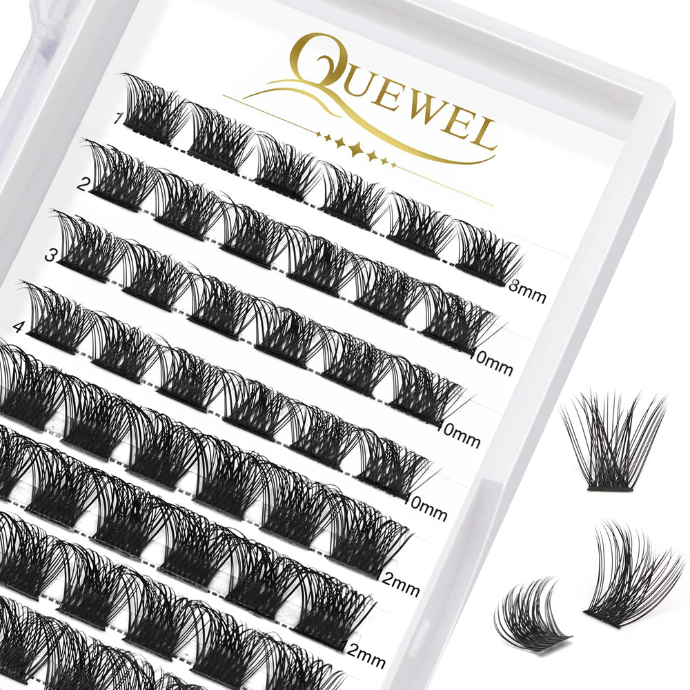 QUEWEL cils cluster 72 pièces longueurs 8-16 mm pour look naturel