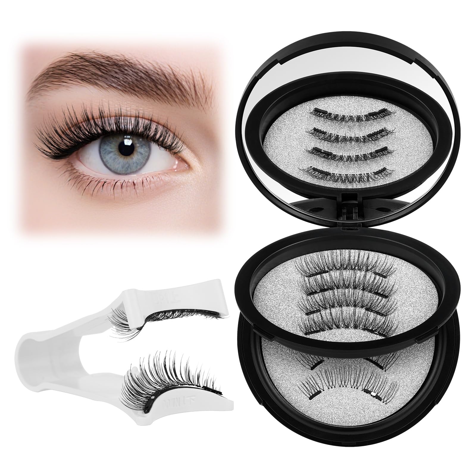 QUEWEL cils magnetiques - kit 2 paires, regard naturel et facile a porter