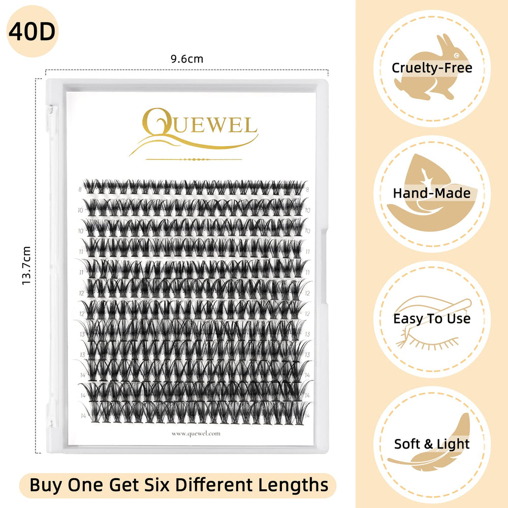 QUEWEL cluster-cils-matte-noire-40d: volume doux et élégant.