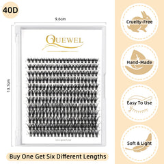 QUEWEL cluster-cils-matte-noire-40d: volume doux et élégant.