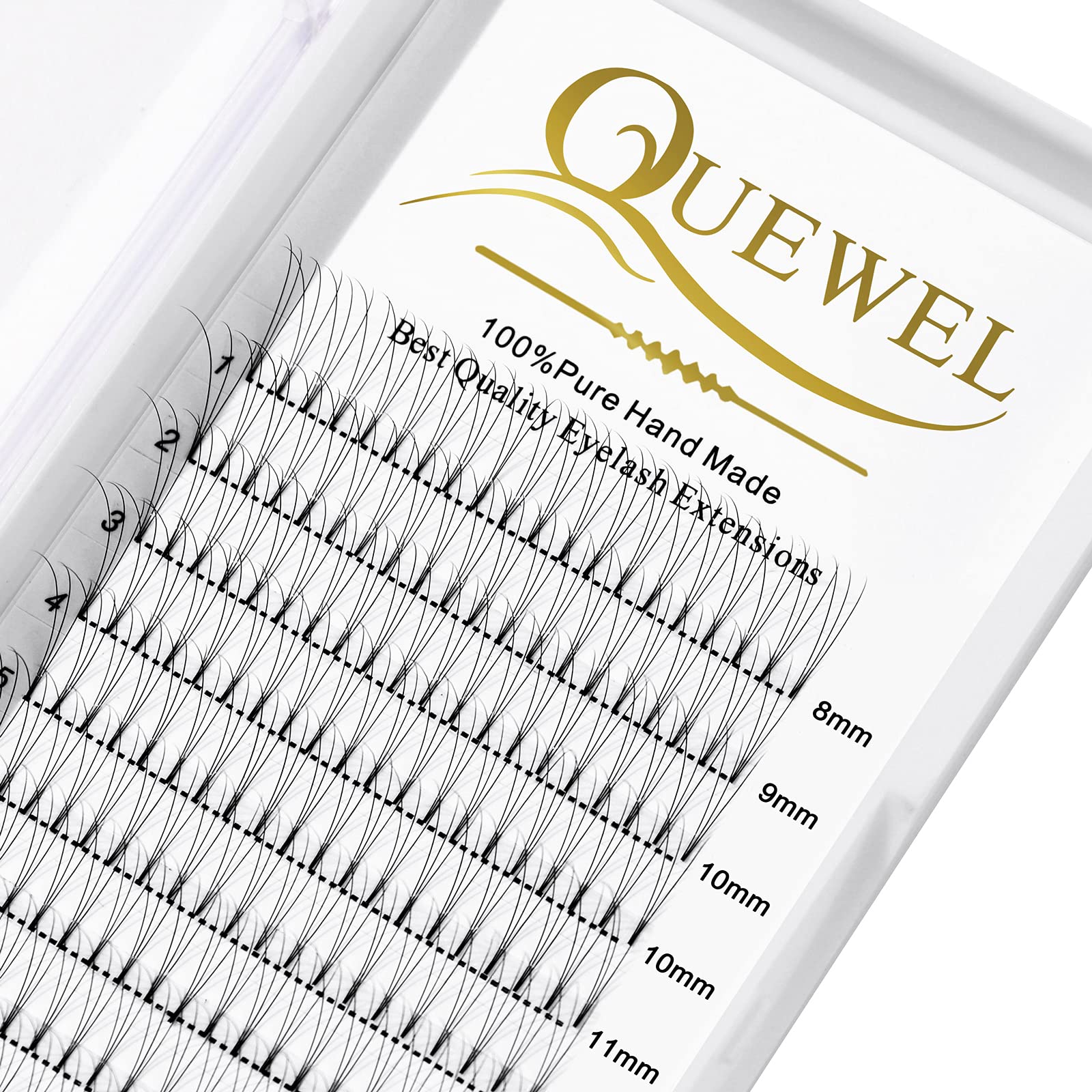 QUEWEL extensions de cils volume préfabriqués 3D 0,10 mm pose rapide