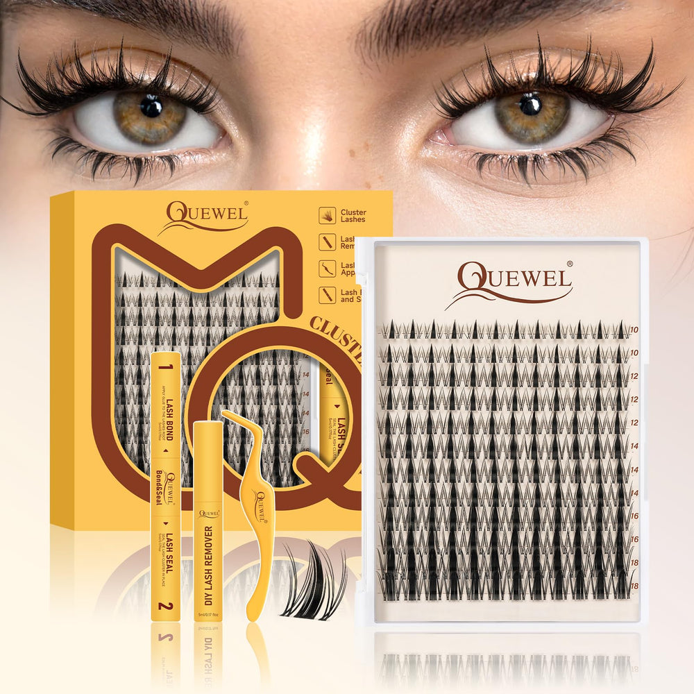 QUEWEL cils manga en grappes 10-18 mm pour un regard naturel et élégant