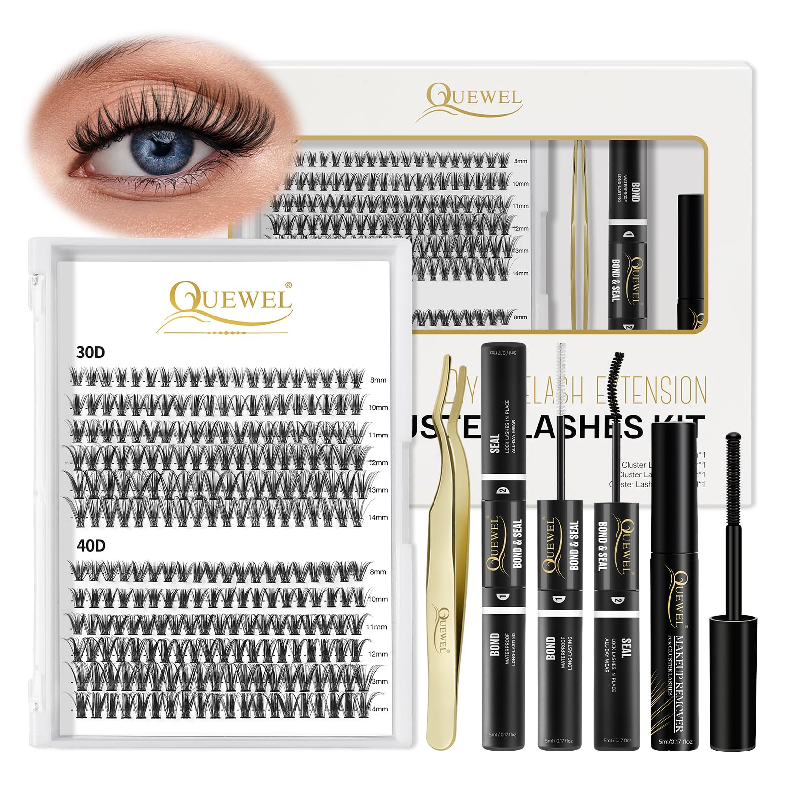 QUEWEL kit clusters cils 240 pièces – pour des looks variés à la maison