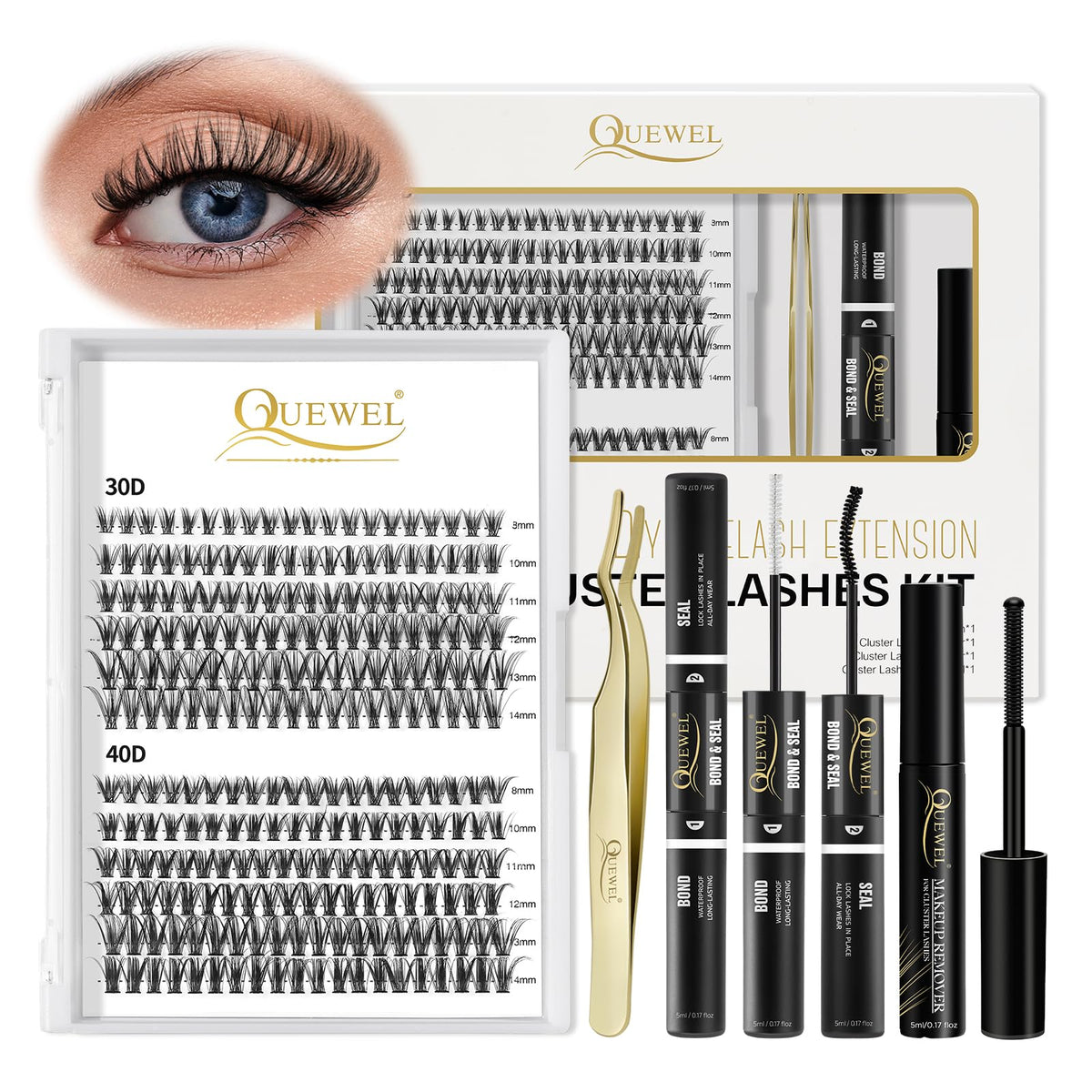 QUEWEL kit clusters cils 240 pièces – pour des looks variés à la maison