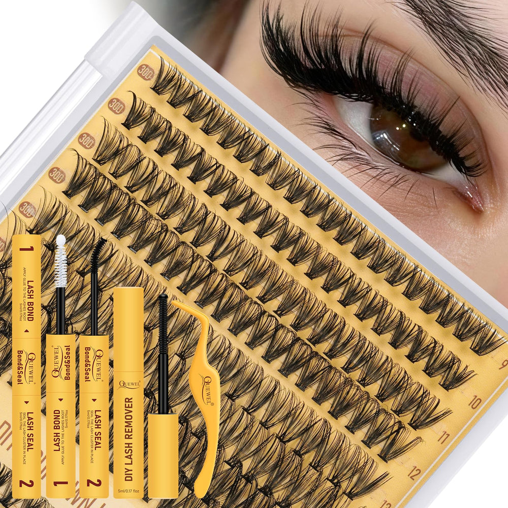 QUEWEL kit clusters cils 320 pièces pour pose naturelle et personnalisable.