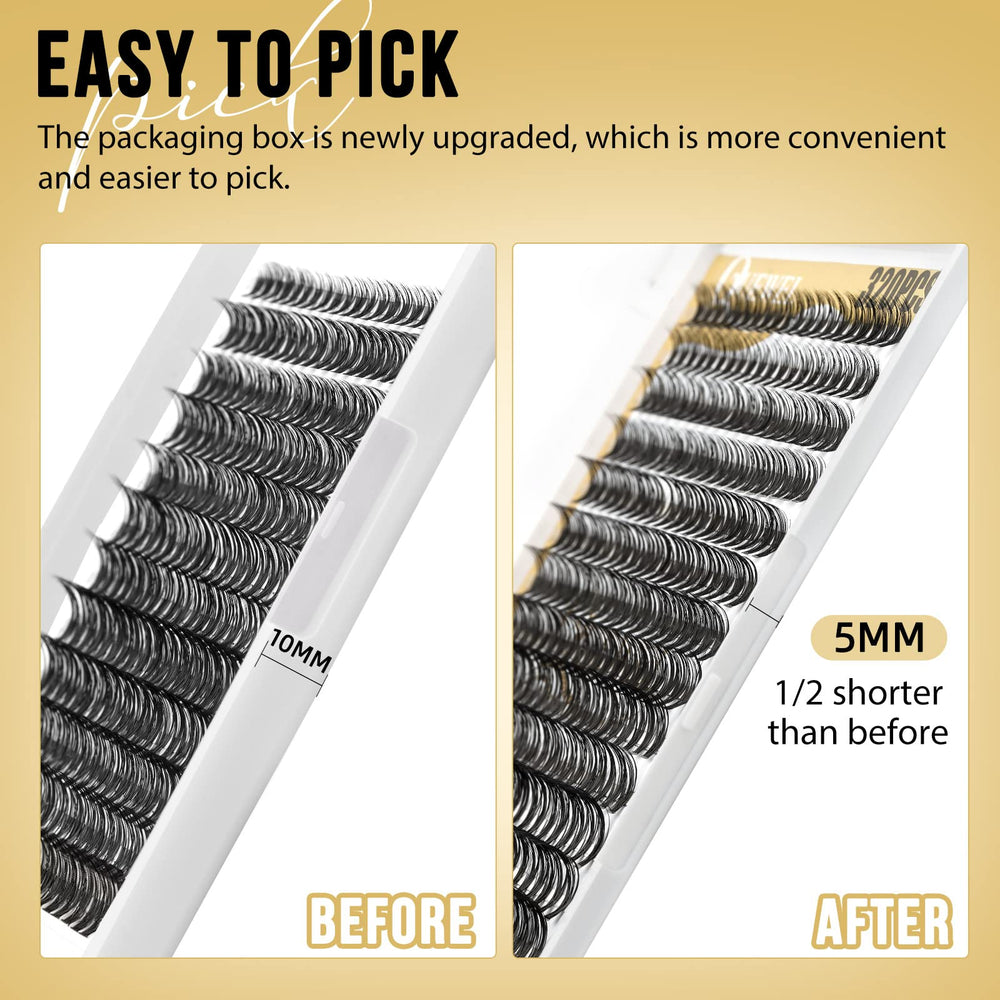 QUEWEL Lash Clusters: boucles 40D et mélange 9–16 mm pour un look fluide