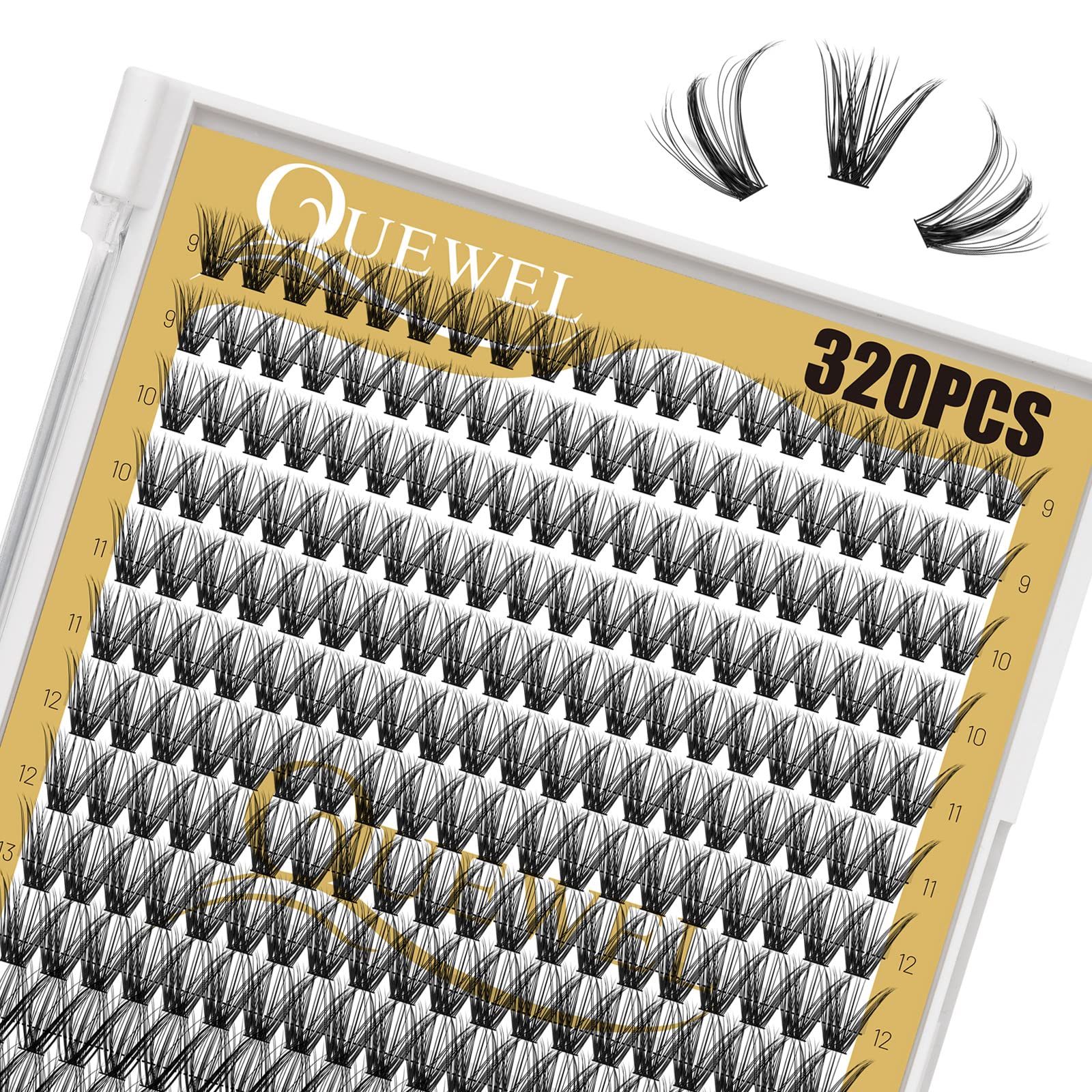 QUEWEL Lash Clusters: longueurs mixtes 9–16 mm pour un effet personnalisable
