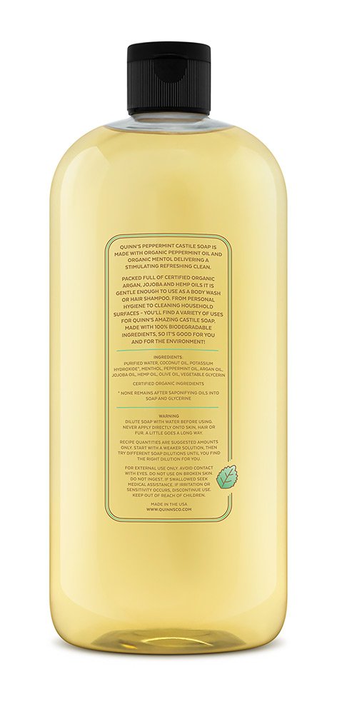 Quinn's Savon Castile pur menthe – concentré, dilution facile et déchets réduits.
