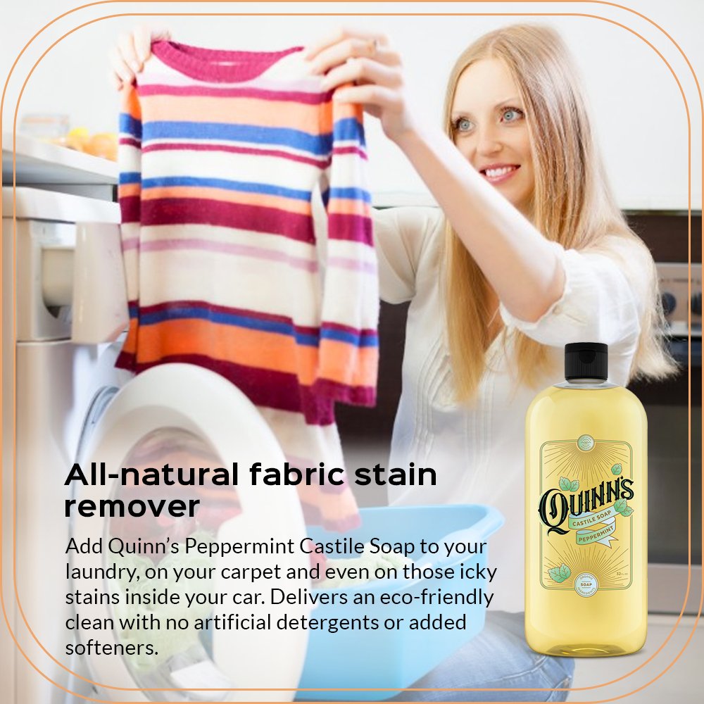 Quinn's Savon Castile pur menthe – usage douche et cheveux doux.