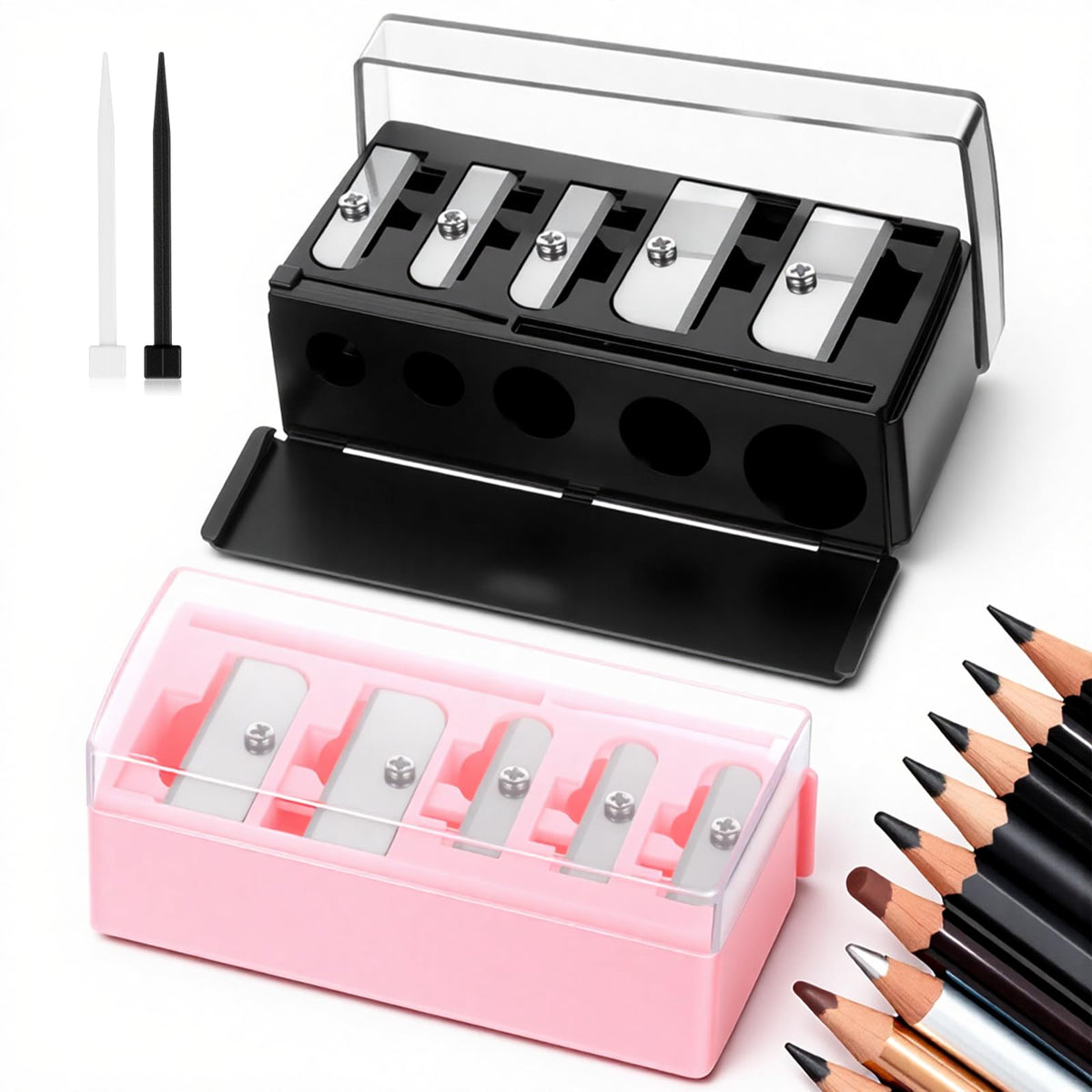 Qulkws taille-crayon pointe longue 5 trous, précision durable pour vos crayons.