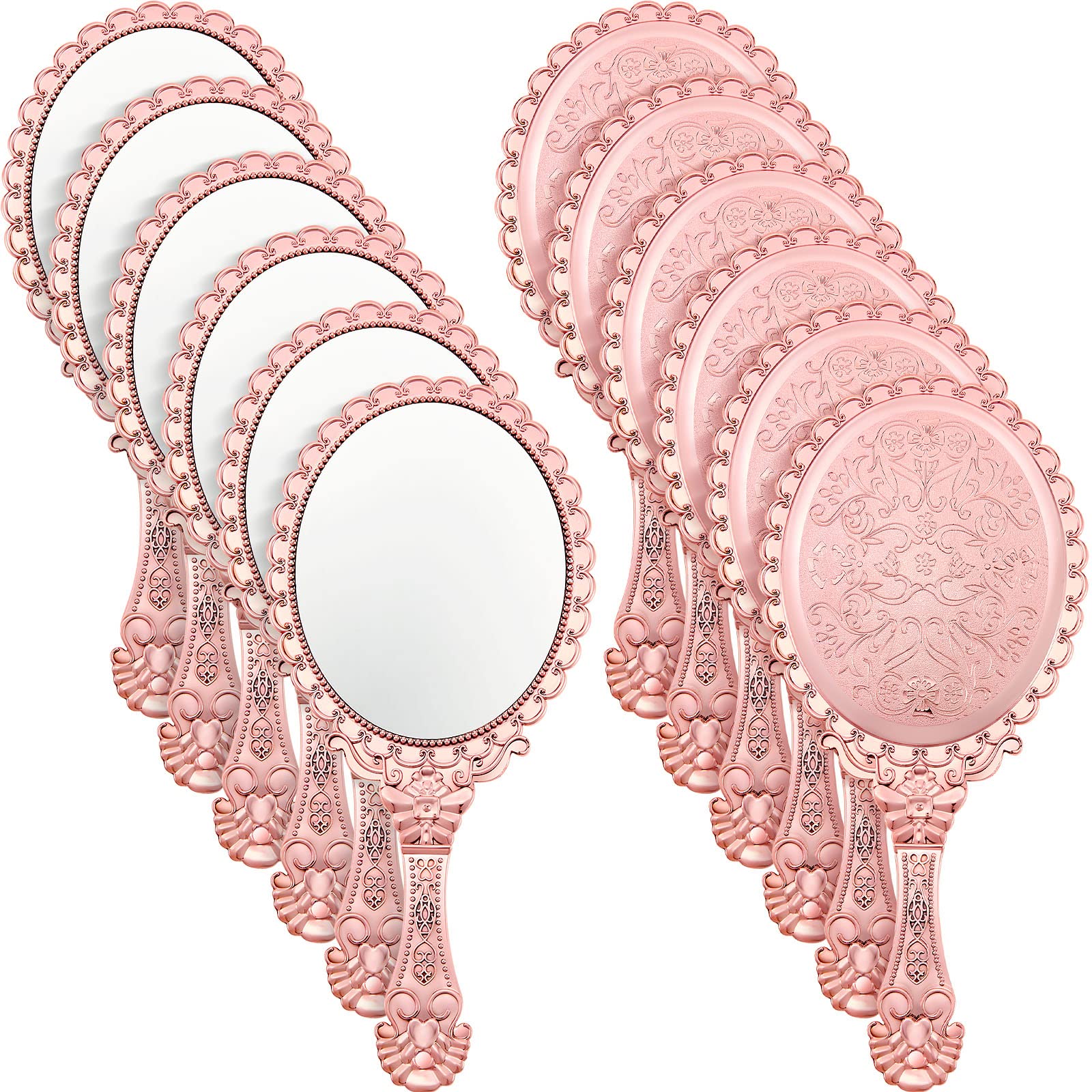 Miroir Qunclay Princesse rose dore, ensemble de 12, idéal comme cadeau festif.