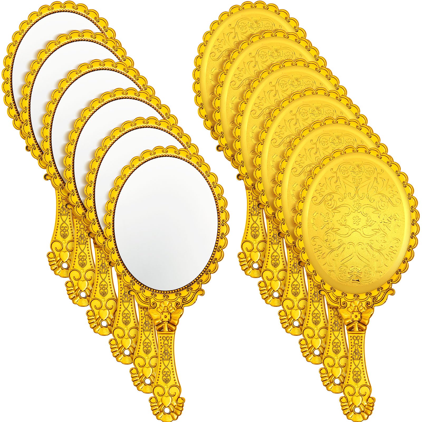 Qunclay miroir main vintage or embossé portable, idéal pour la trousse beauté