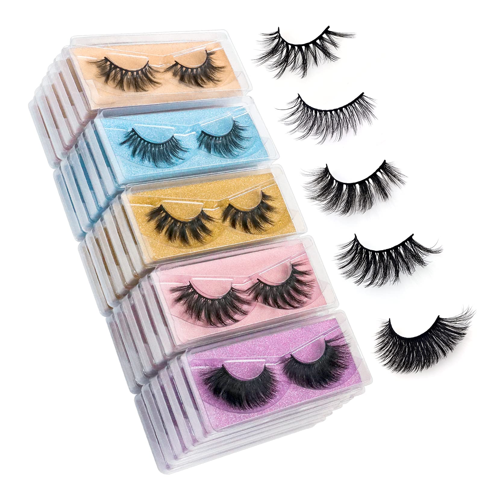 QUNETY lot cils 3D imitation vison synthétique, 30 paires, regard glamour durable.