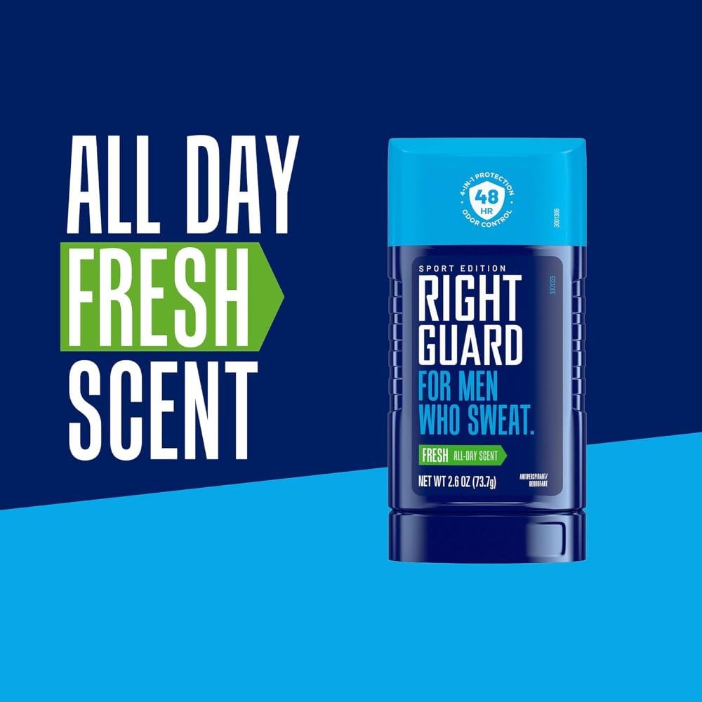 Usage quotidien actif avec Right Guard Sport pour la fraîcheur.