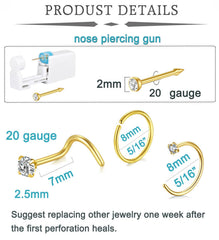 QWALIT anneau nez doré 20ga 8mm, style discret et sûr