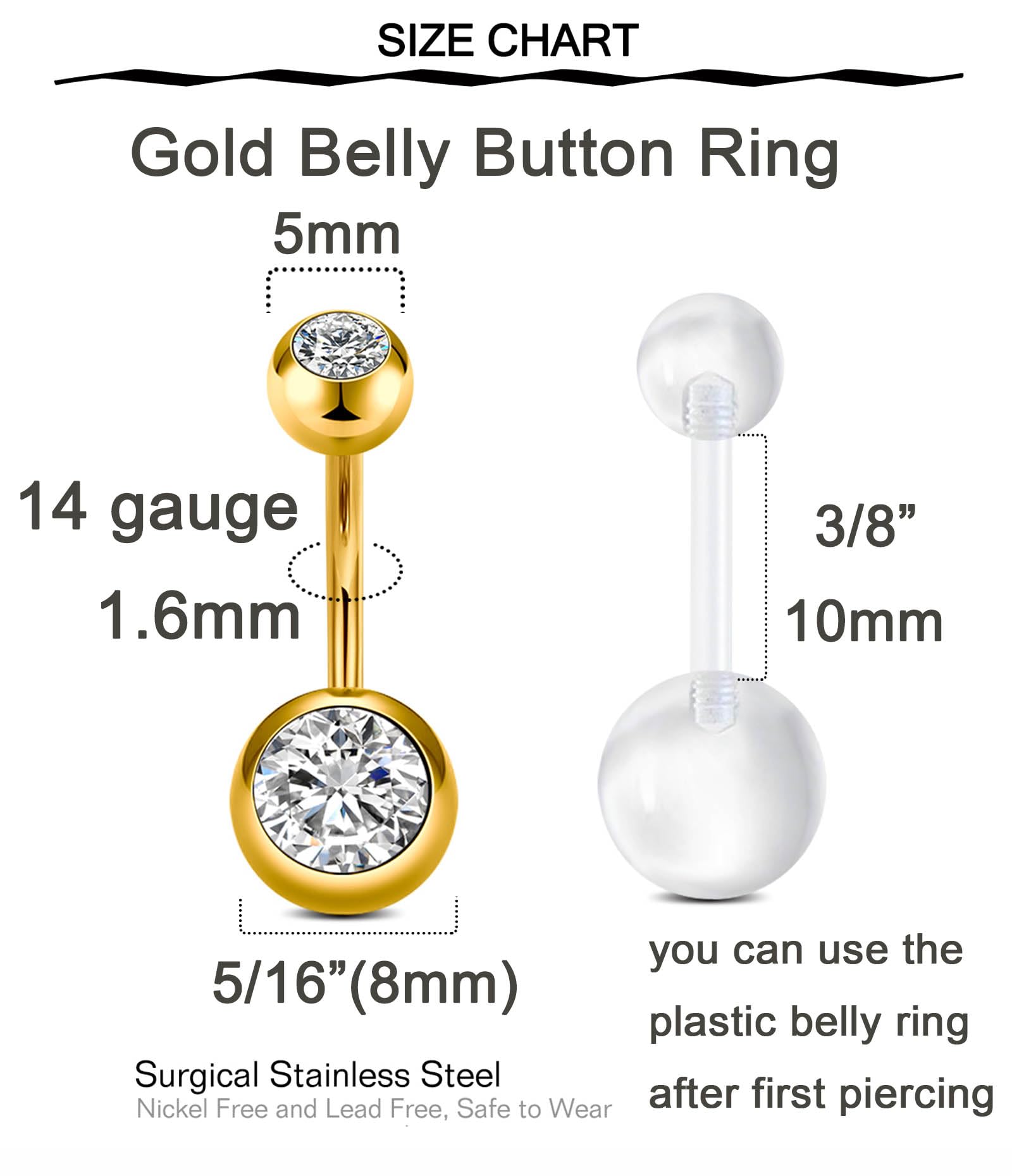 Bague nombril plastique QWALIT légère et pratique pour transition après piercing