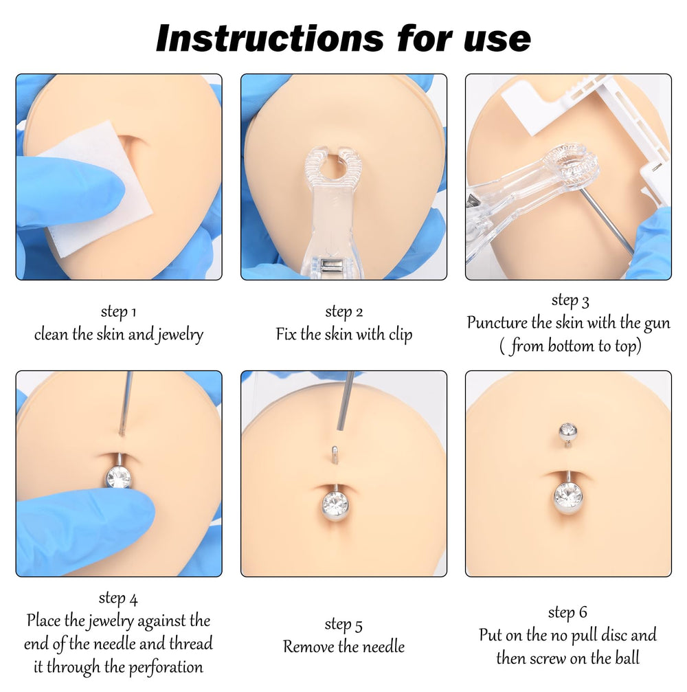 QWALIT guide clip piercing nombril rose, aide sûre pour le positionnement.
