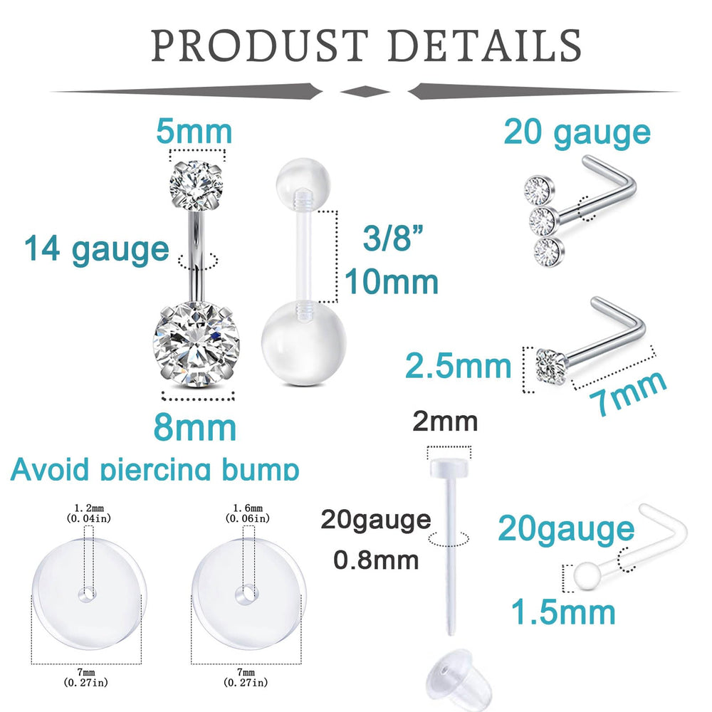 QWALIT kit piercing nez : kit complet pour piercing nasal propre et simple