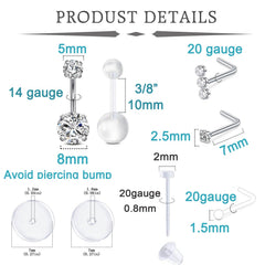 QWALIT kit piercing nez : kit complet pour piercing nasal propre et simple