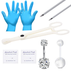 QWALIT kit piercing nombril en acier inoxydable, ensemble complet prêt à l'emploi.