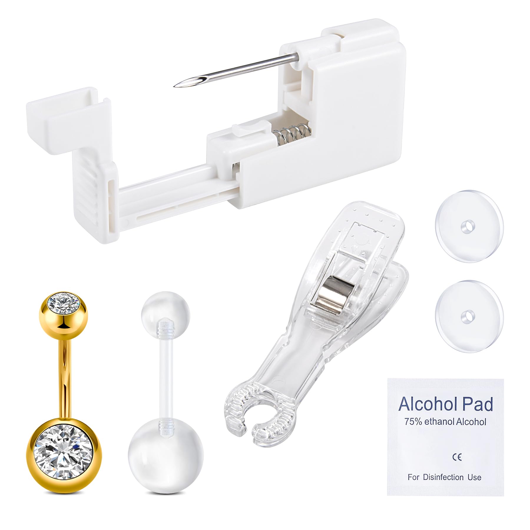 Kit QWALIT piercing nombril doré avec pistolet inclus pour une utilisation prête à l'emploi