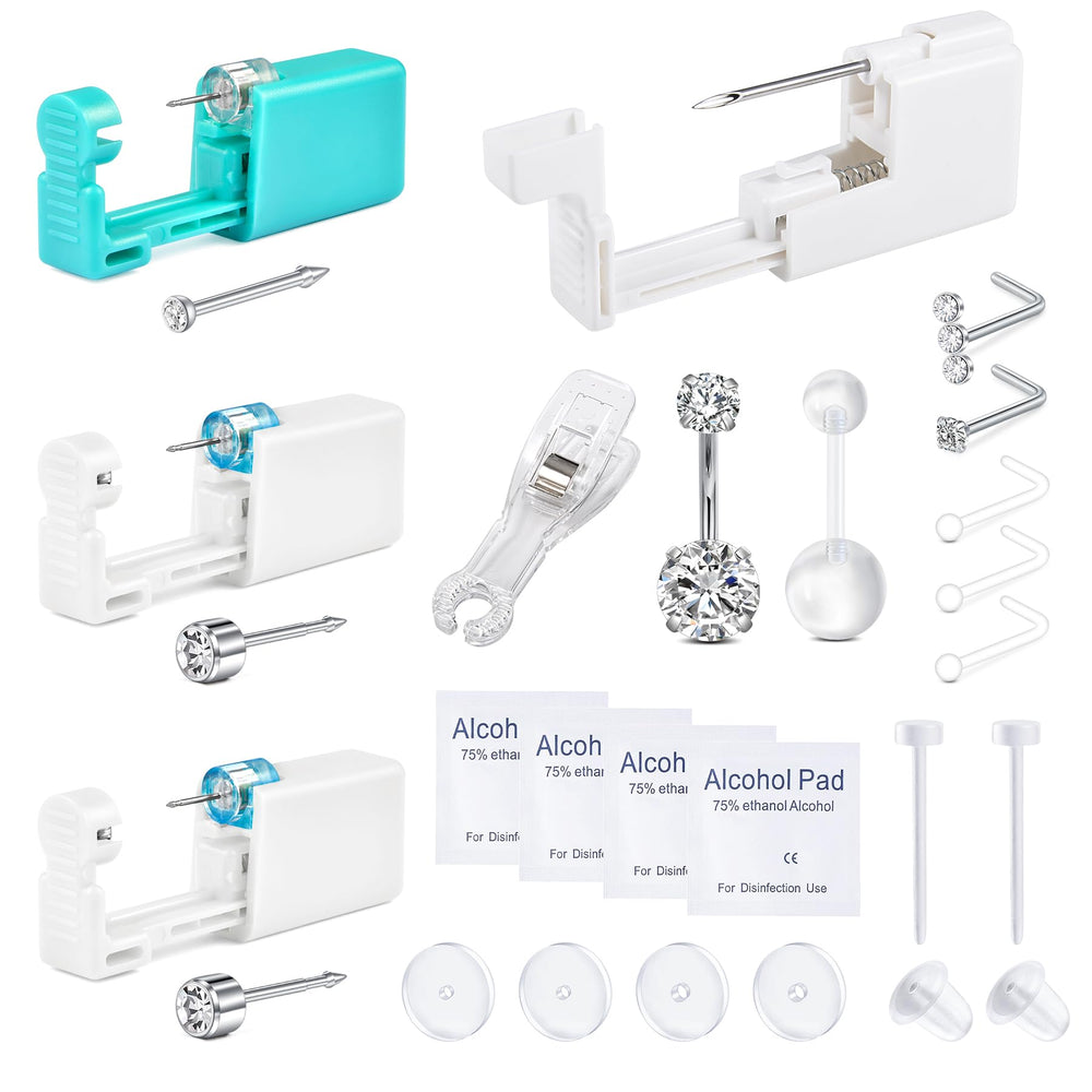 QWALIT kit piercing oreille : outil fiable pour piercings à domicile et bijoux inclus