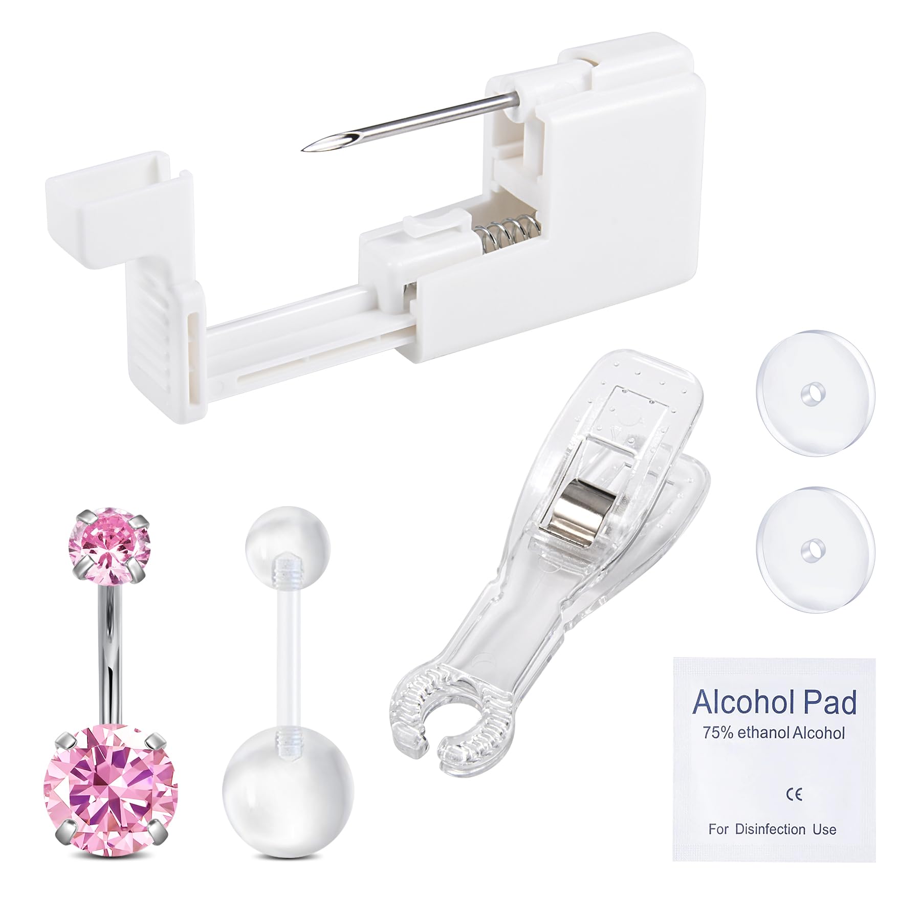 QWALIT pistolet piercing nombril rose, précision rapide pour débutants.