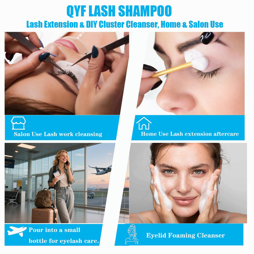 QYF Shampoing extension cils – utilisation après pose d extensions pour entretien