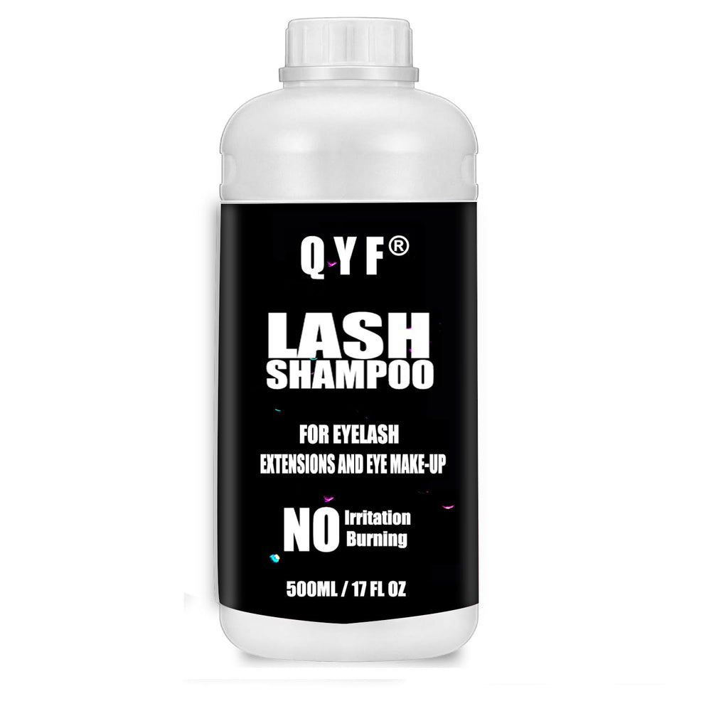 QYF Shampoing extension cils – bouteille 500ml, nettoyage en profondeur des extensions