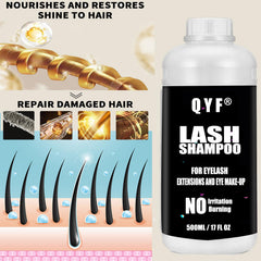 Élimination des résidus de colle avec le Shampoing QYF pour extensions