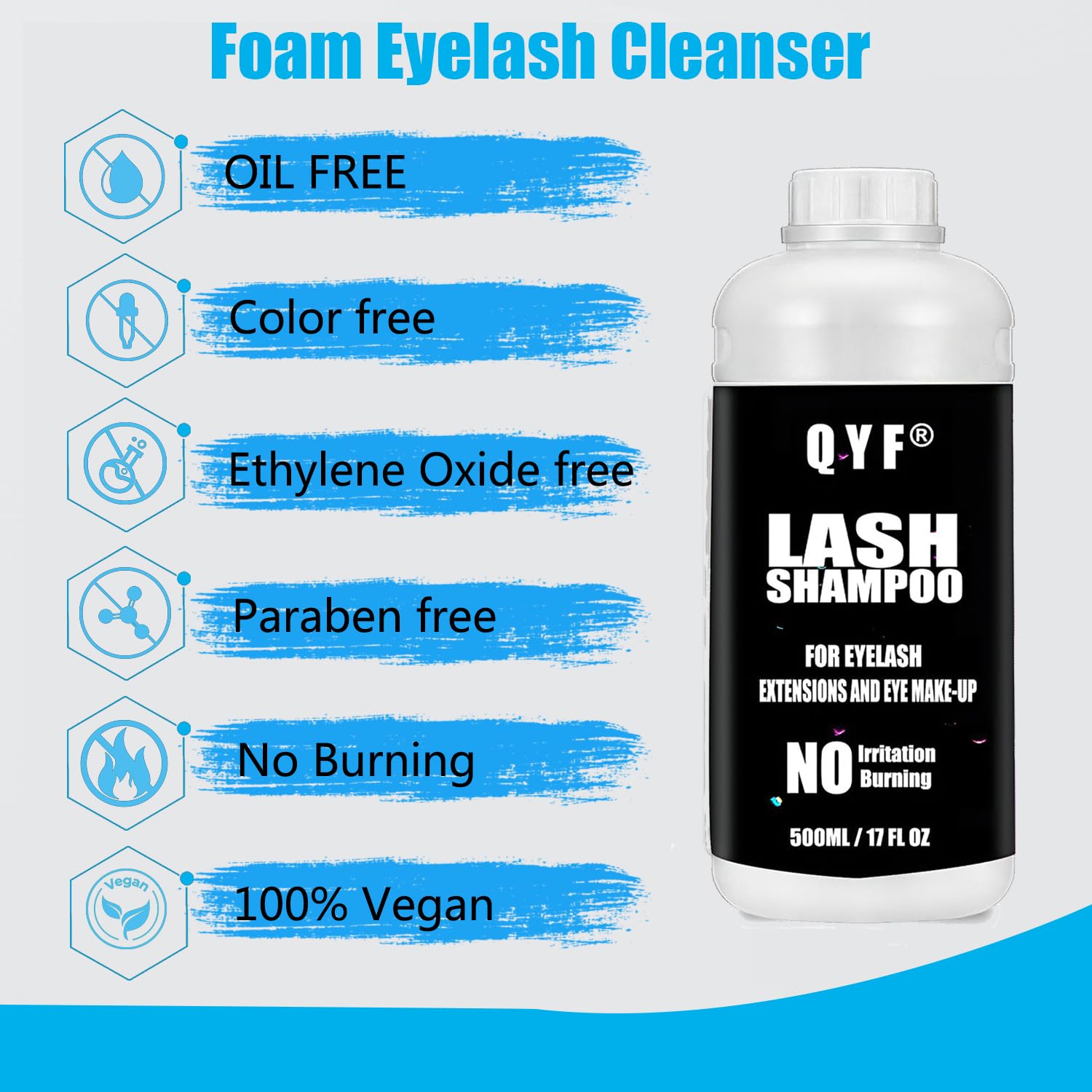QYF Shampoing extension cils – mousse légère et crémeuse pour une application agréable