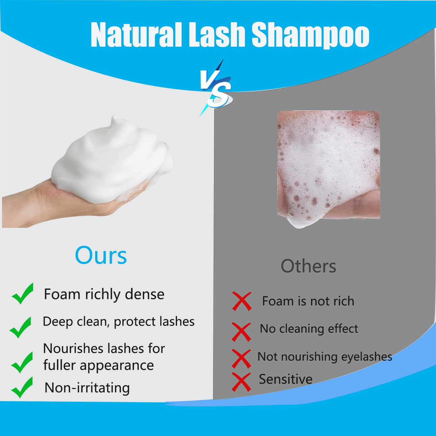 Parfum doux et naturel du Shampoing QYF pour le nettoyage des cils