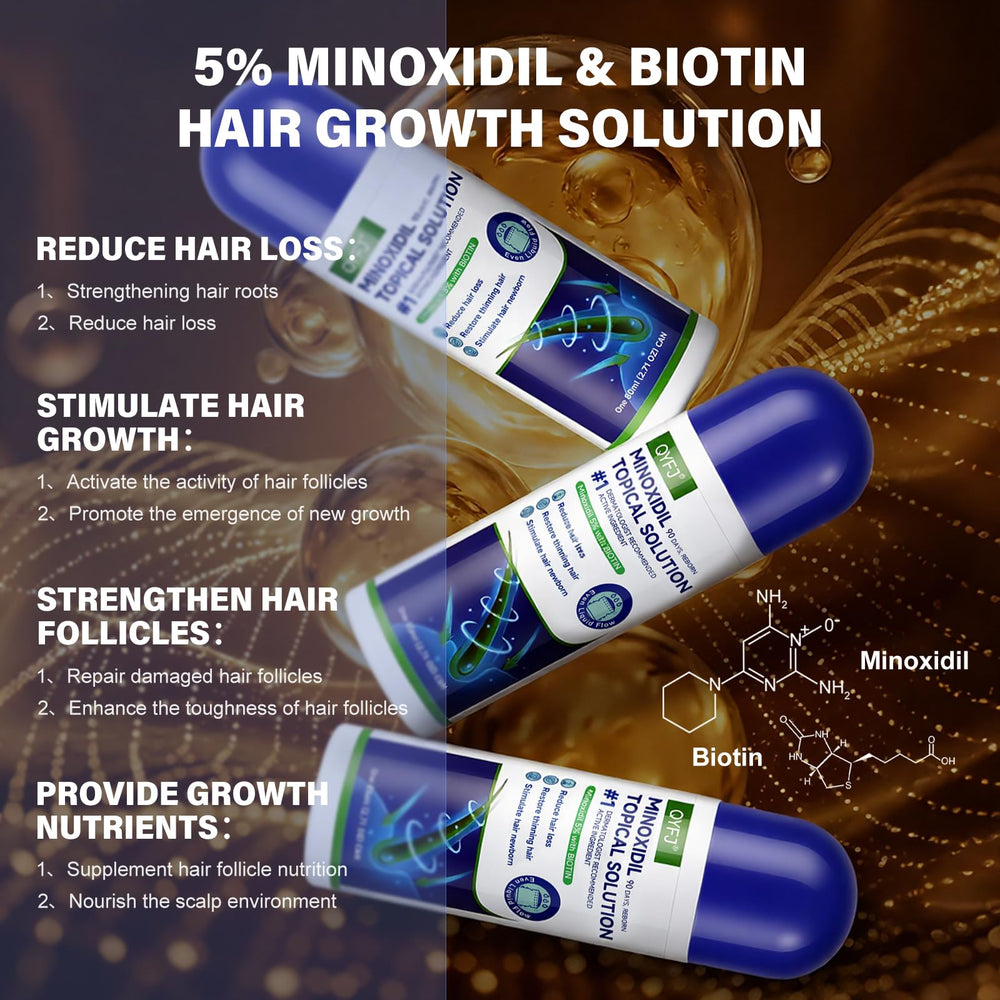 QYFJ Minoxidil: pack de 6 bouteilles de 80 ml pour 8 mois.