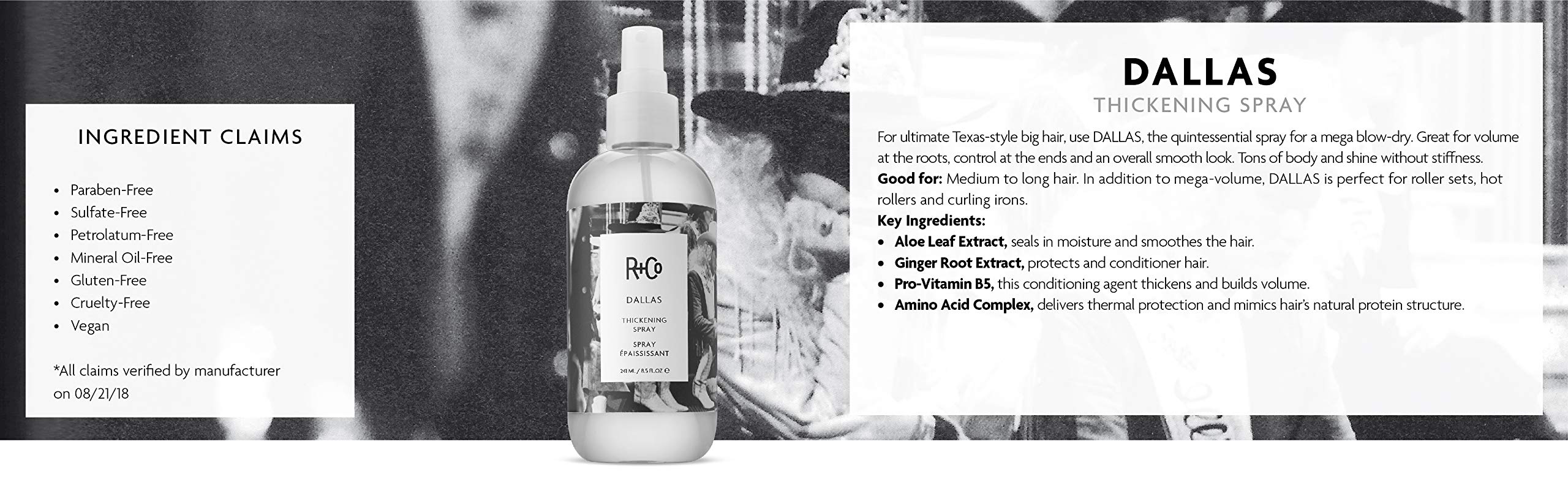 R+Co Dallas – cheveux volumisés et brillants après utilisation.