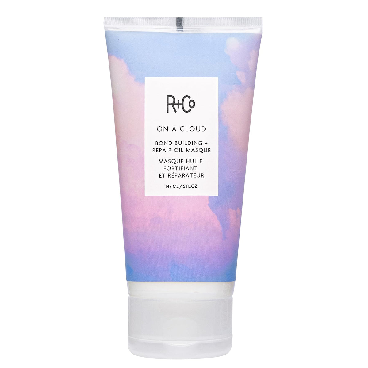 R+Co On A Cloud Baobab Huile Masque : bouteille élégante pour soin nourrissant