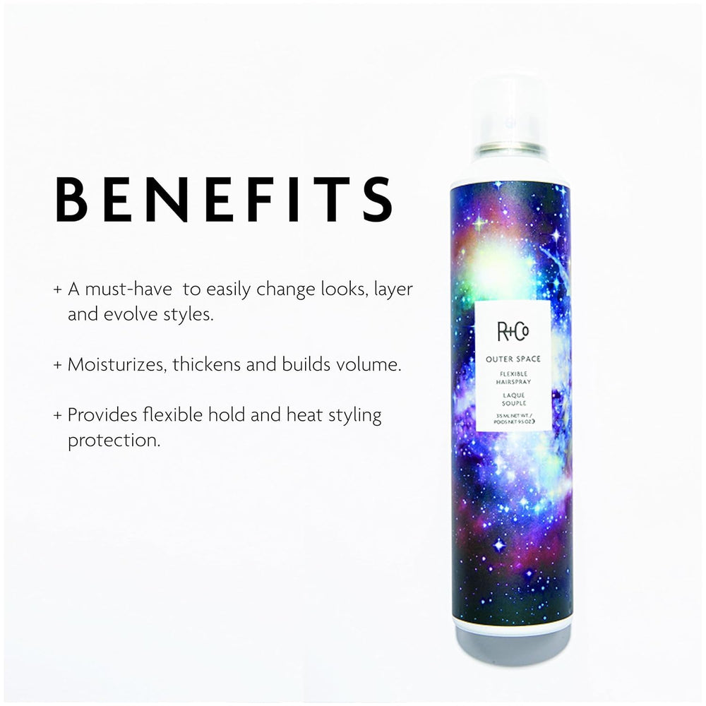R+Co Outer Space: spray léger réactivant rapidement le style sans accumulation.