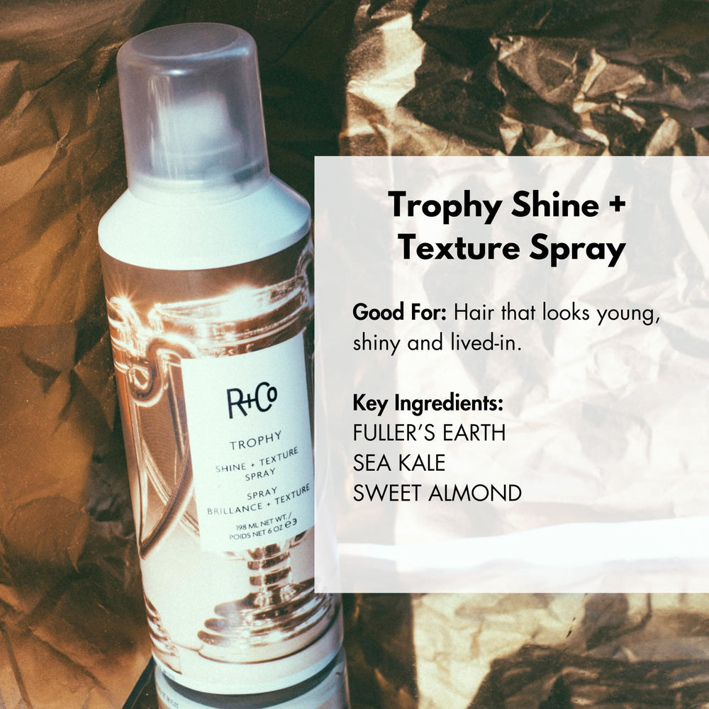 R+Co Trophy brillance naturelle rapide sur tous types de cheveux.