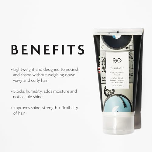 R+Co TURNTABLE ingrédients riz et lin hydratants pour les boucles.