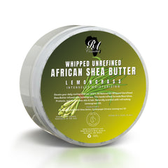 RA COSMETICS Beurre karité fouette citronnelle en pot, hydratation riche.
