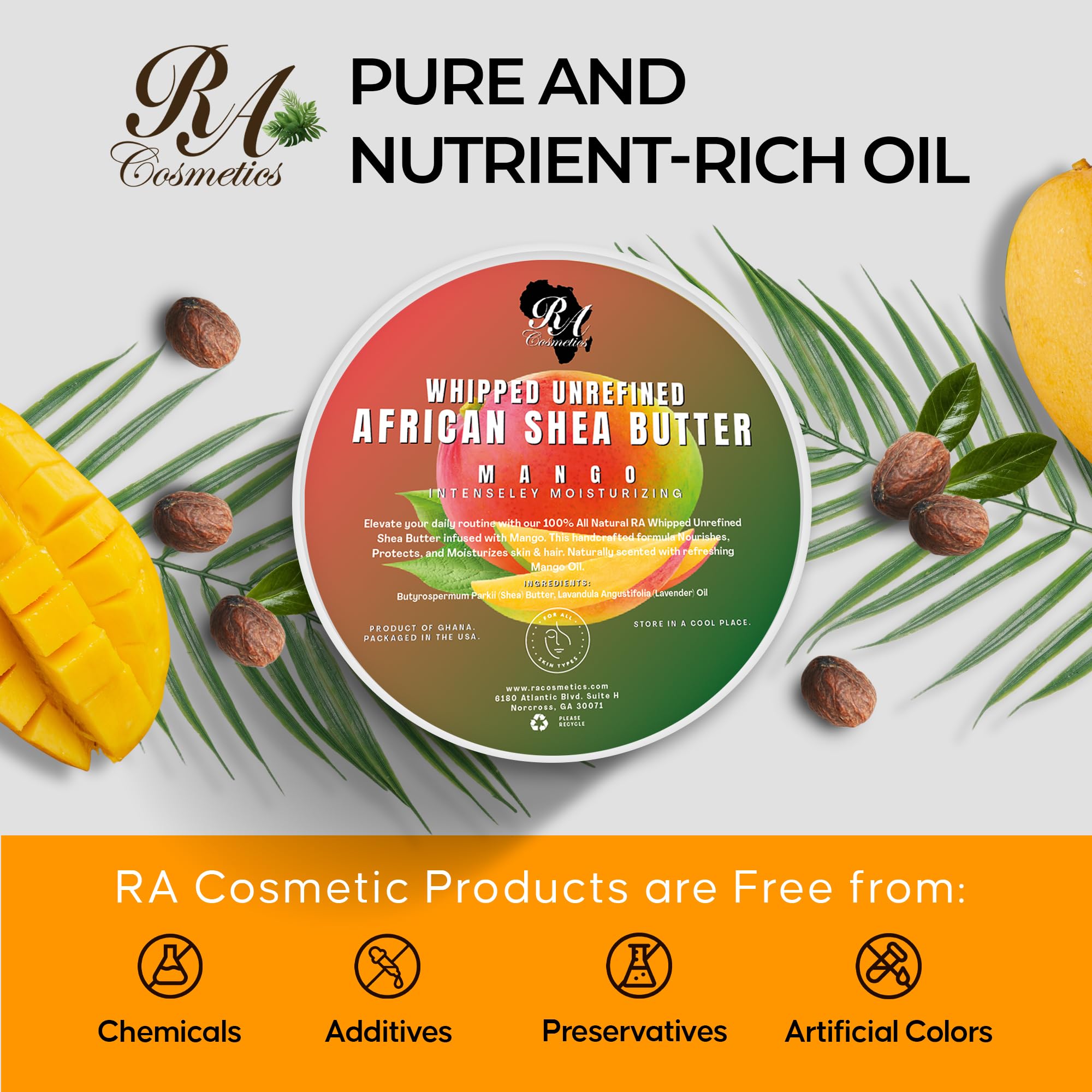 RA COSMETICS Beurre karité mangue soin lèvres nourrissant