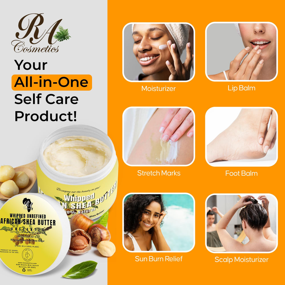 RA COSMETICS Beurre de Karité Pur, démêlage facilité et cheveux sans frisottis.