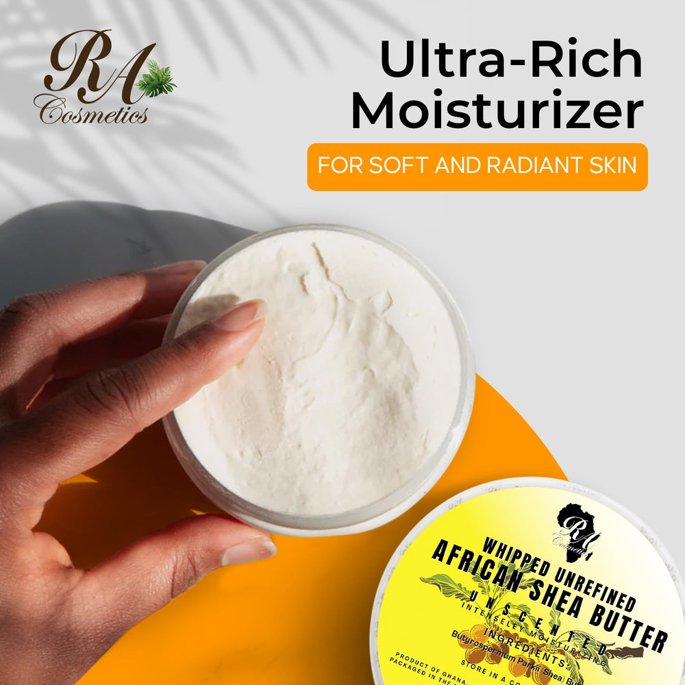 RA COSMETICS Beurre de Karité Pur, hydratation profonde pour peau sèche.