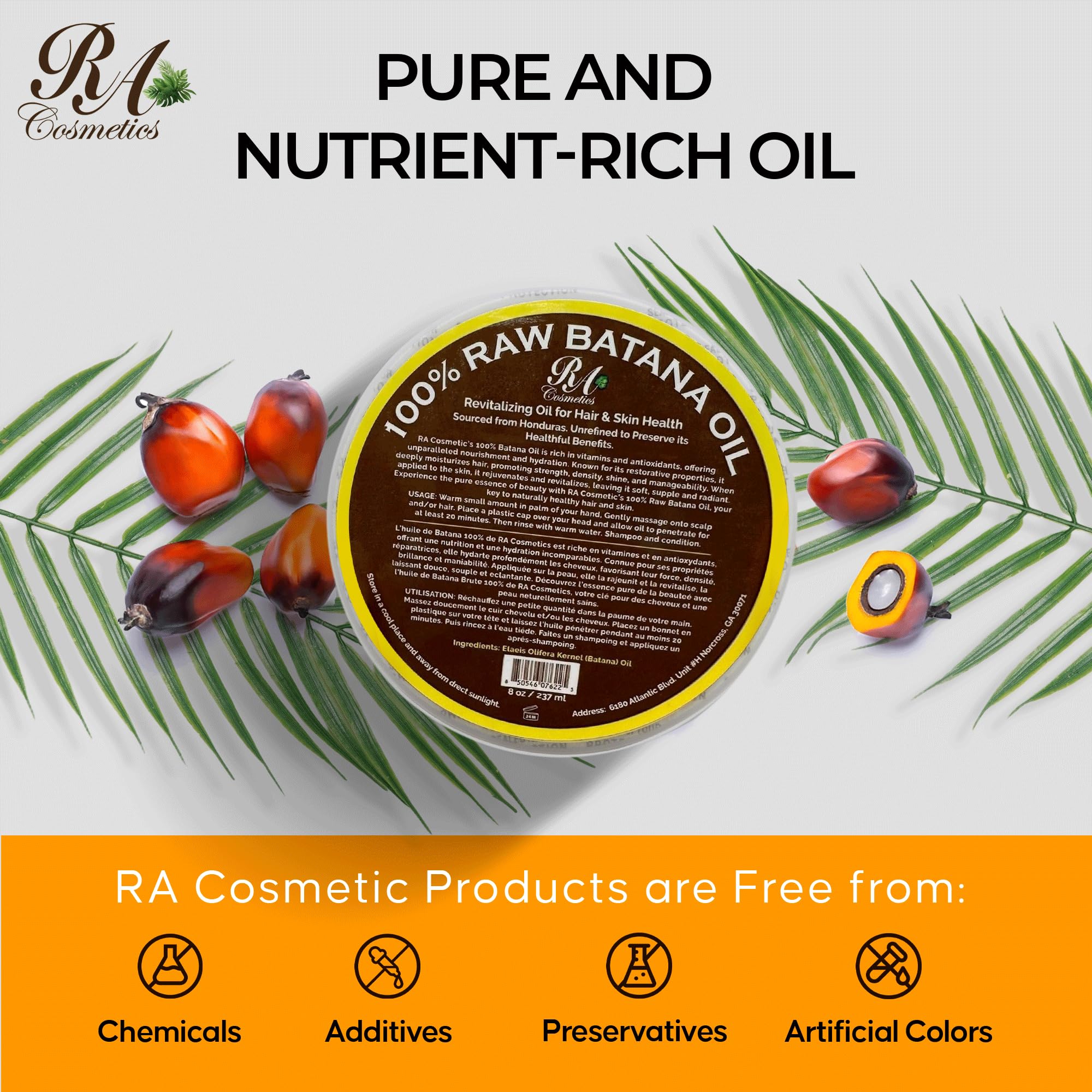 RA COSMETICS Huile Batana – soin capillaire à domicile pour salon à la maison