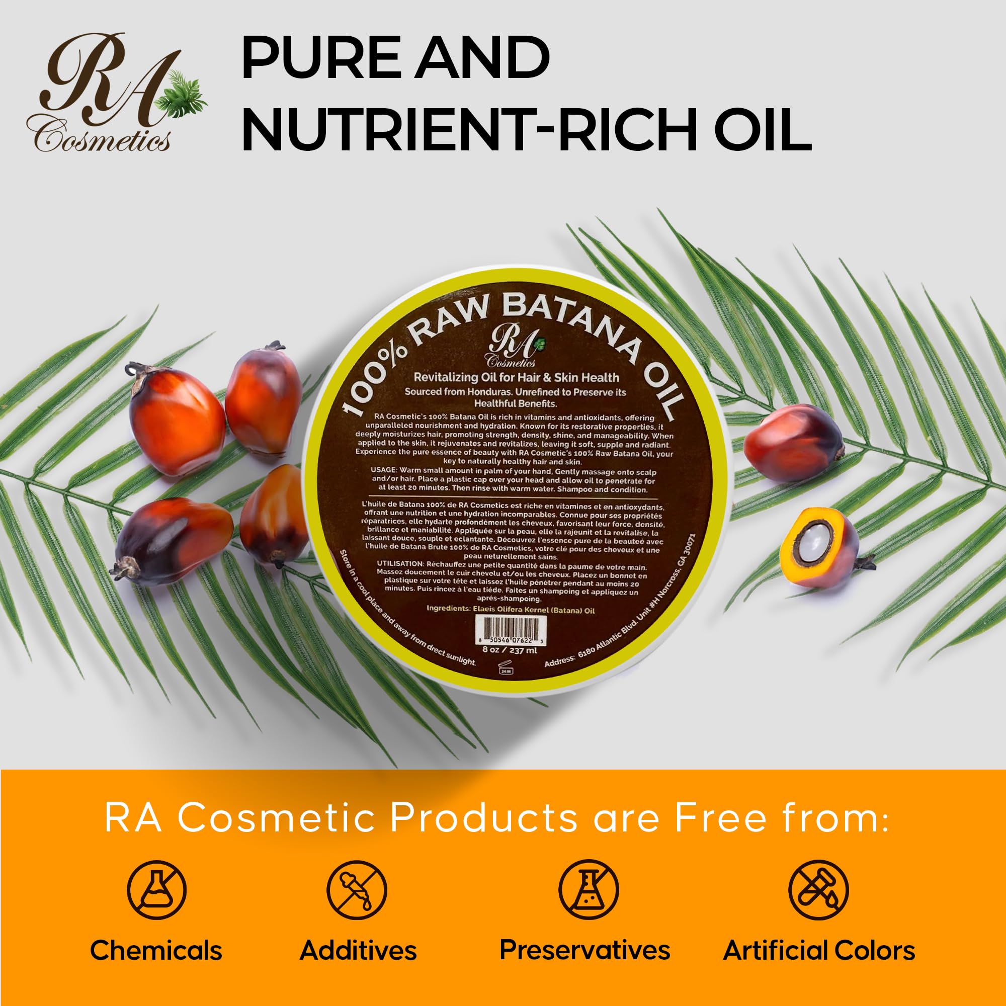 RA COSMETICS huile de Batana — soin quotidien pour cheveux démêlés