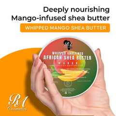 RA COSMETICS Beurre karité mangue – texture crémeuse prête à hydrater tout le corps.