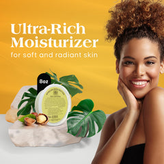 Texture onctueuse du karité RA COSMETICS pur ivoire sur la peau.