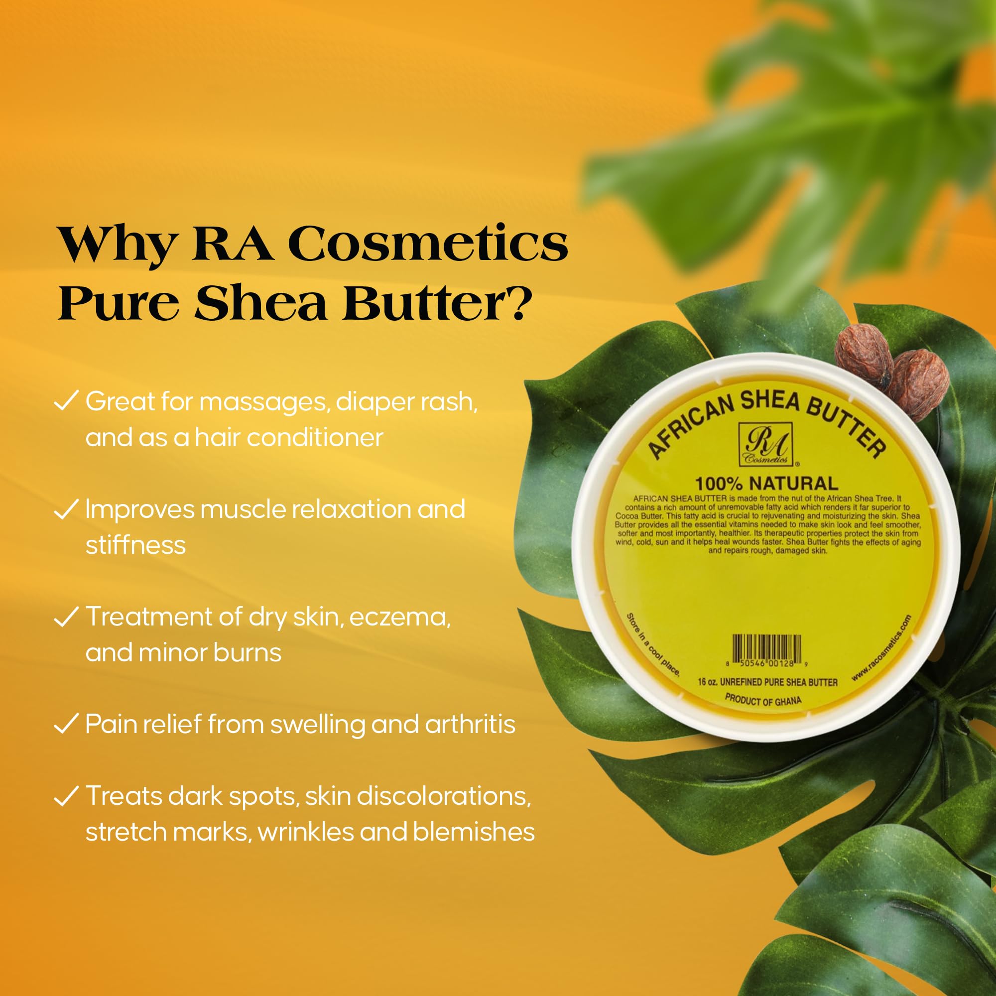 Utilisation quotidienne d'RA COSMETICS Beurre Karité Jaune sur peau ou cheveux.